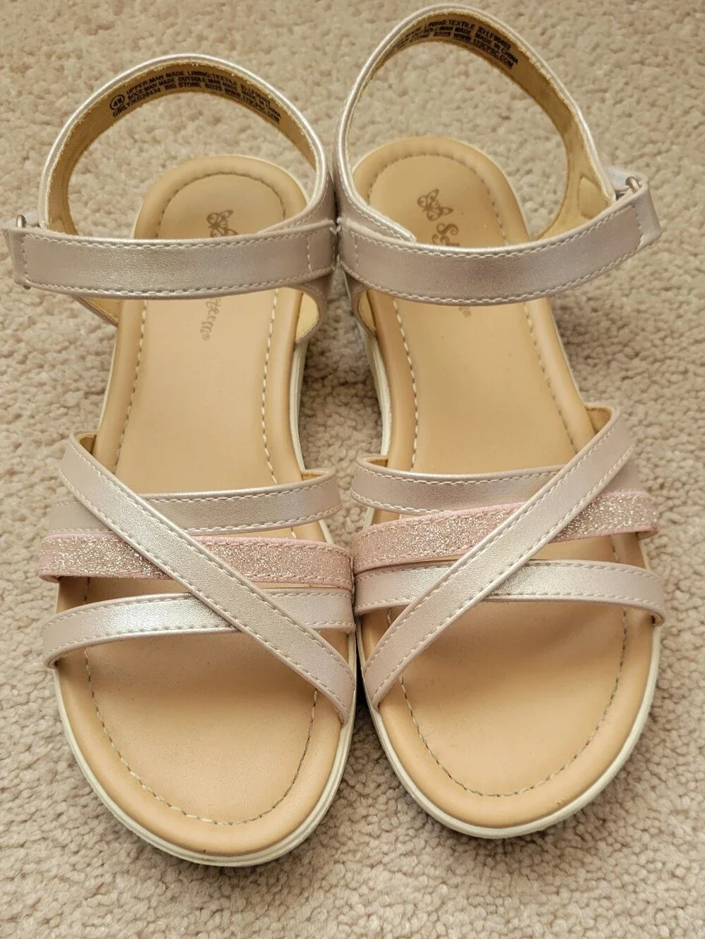 Girls Metallic Pink Strappy Comfort Sandals